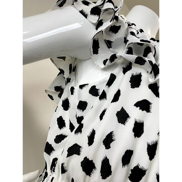 Stylish Black and White Ruffle Mini Dress - Picture 8 of 10